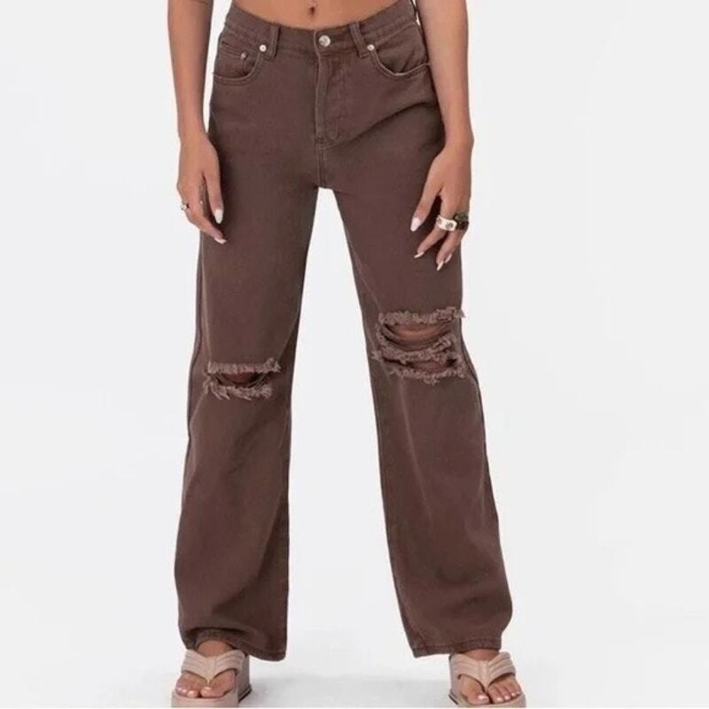 Adika Brown Distressed Jeans
